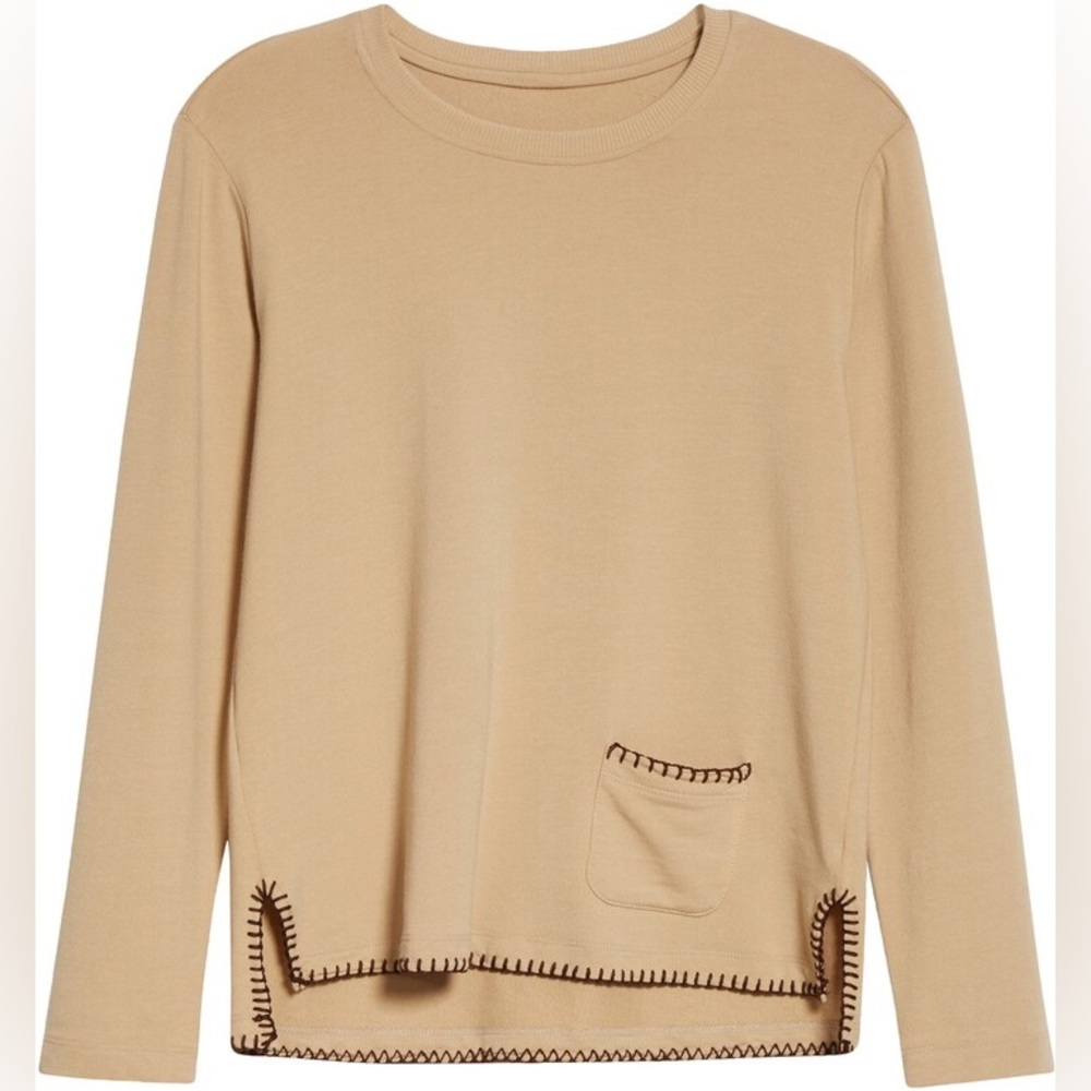 NWT L’AGENCE Christy Contrast Stitch Top